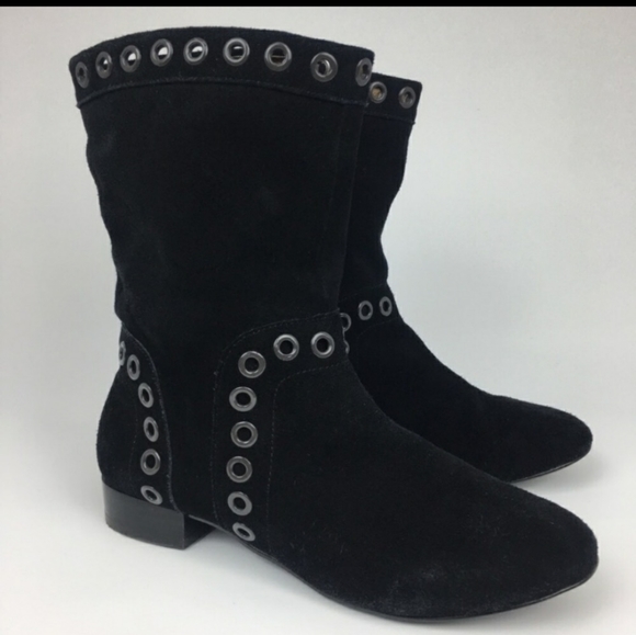Victor Alfaro Shoes - Victor Alfaro Women's Blk Suede Eyelet Boots Sz 9M